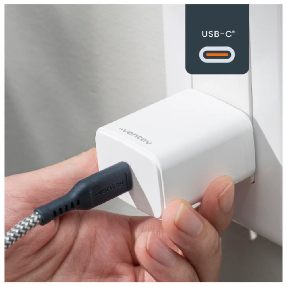 Ventev Wall Charger 1 Port 20 Watt USB-C Ultrafast Power Box in Retail Box White - Picture 3 of 9